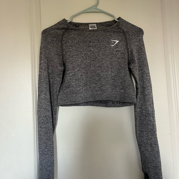 Gray Gymshark Women's Crop Top Long Sleeve - Picture 1 of 4